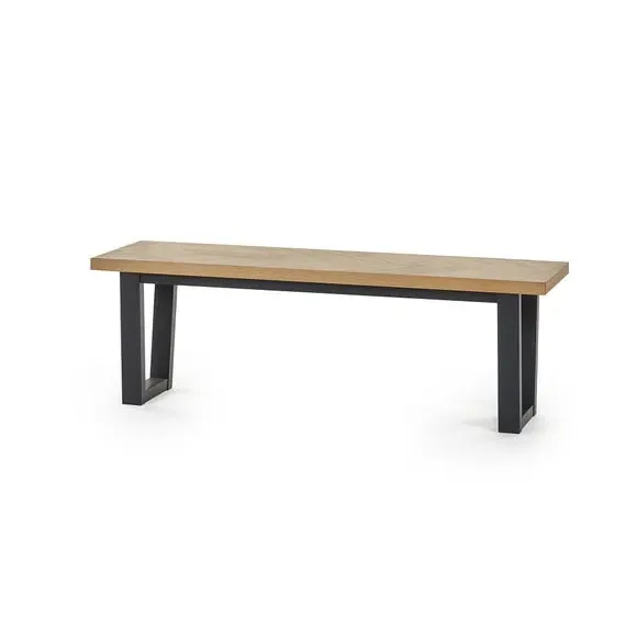 3-Seater Dining Bench - Black, Oak Veneer