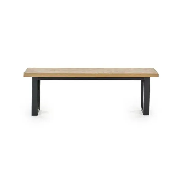 3-Seater Dining Bench - Black, Oak Veneer