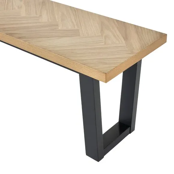 3-Seater Dining Bench - Black, Oak Veneer