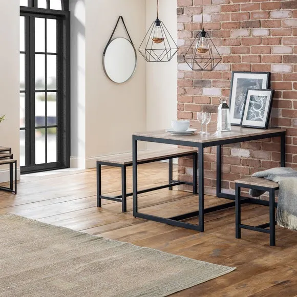 3-Seater Dining Bench - Sonoma Oak, Metal Frame image