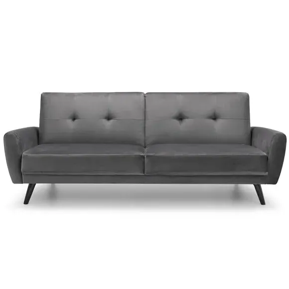 3-Seater Sofa Bed with Click-Clac - Grey, Velvet