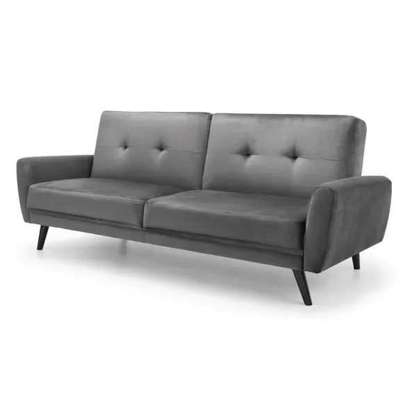 3-Seater Sofa Bed with Click-Clac - Grey, Velvet
