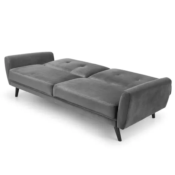 3-Seater Sofa Bed with Click-Clac - Grey, Velvet