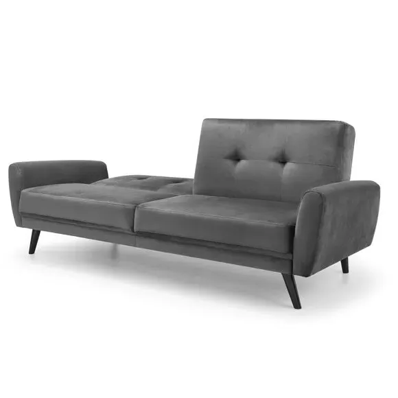 3-Seater Sofa Bed with Click-Clac - Grey, Velvet