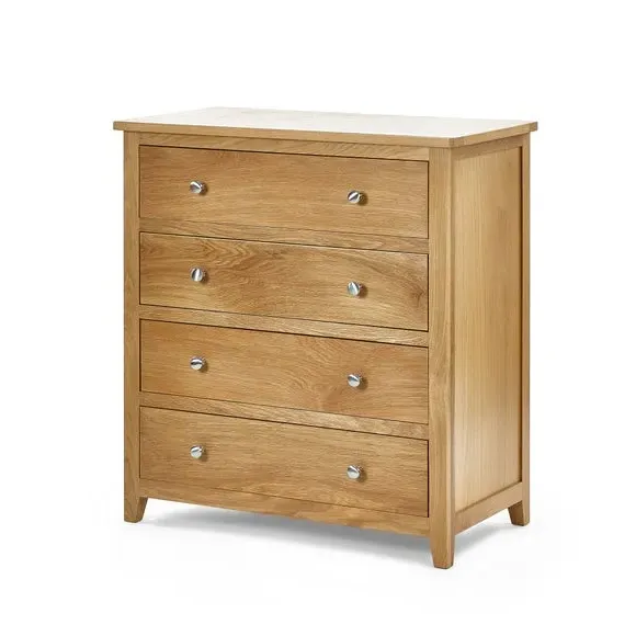 4-Drawer Chest with Silver Knobs - Oak