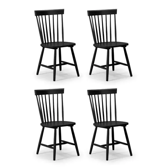 4-Piece Dining Chair Set - Black, Hardwood