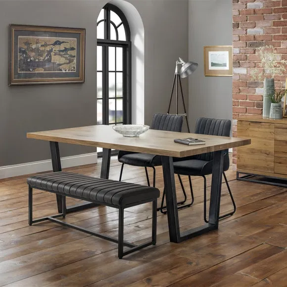 4-Seater Dining Set with Bench - Oak, Solid Wood image