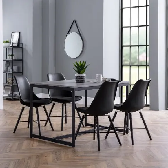 4-Seater Dining Set with Chairs - Black, Metal image