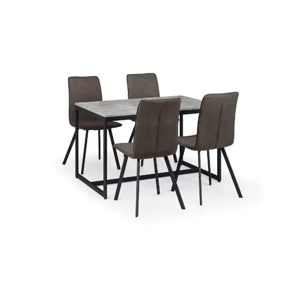 4-Seater Dining Set with Chairs - Grey, Metal