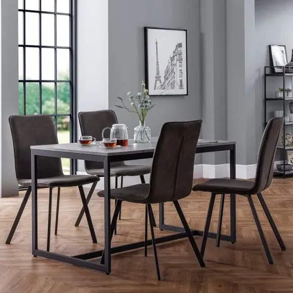 4-Seater Dining Set with Chairs - Grey, Metal image