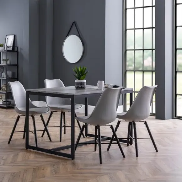 4-Seater Dining Set with Chairs - Grey, Metal