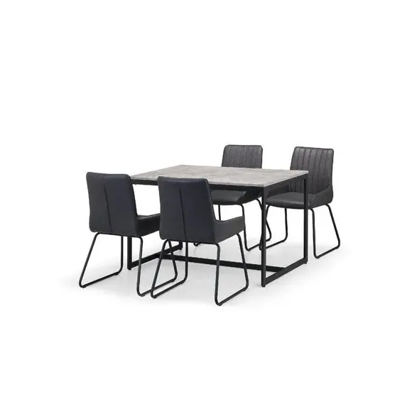 4-Seater Dining Set with Chairs - Grey, Metal image