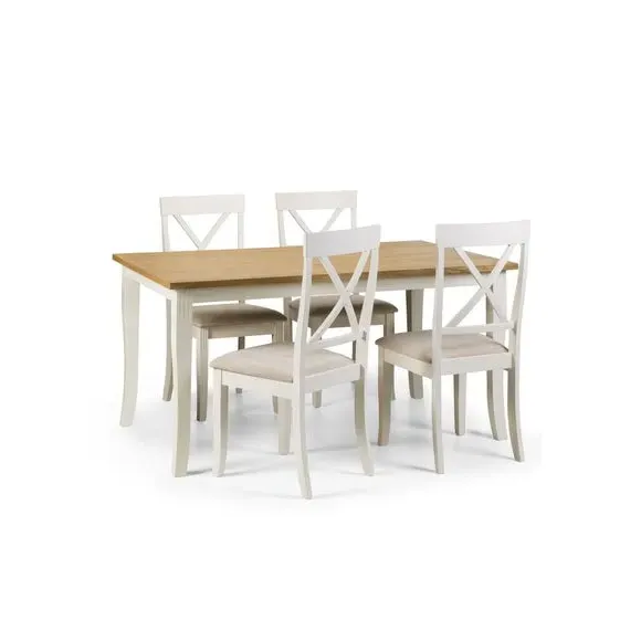 4-Seater Dining Set with Chairs - Ivory, Wood