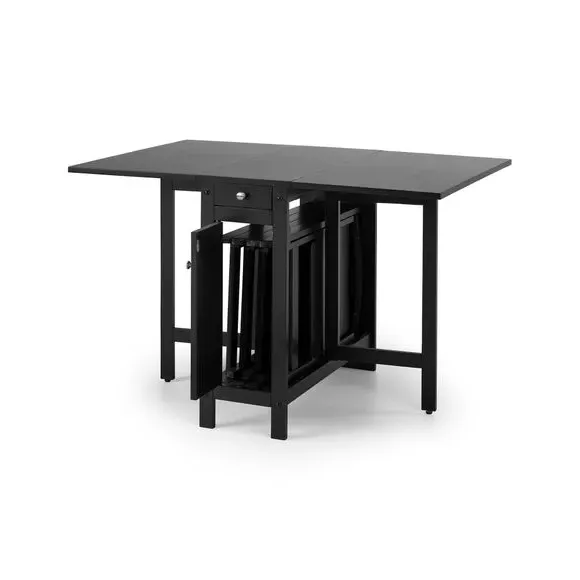 4-Seater Dining Set with Storage - Black, Rubberwood