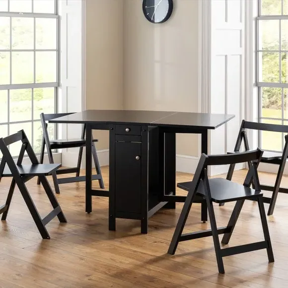 4-Seater Dining Set with Storage - Black, Rubberwood image