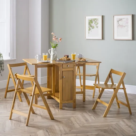 4-Seater Dining Set with Storage - Light Oak image