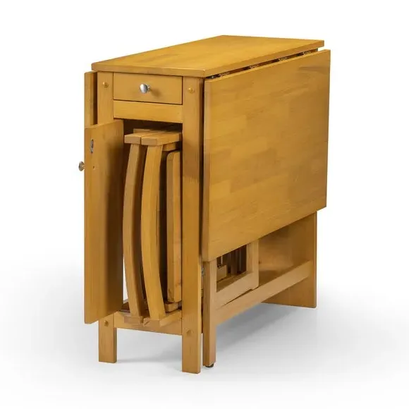 4-Seater Dining Set with Storage - Oak, Rubberwood