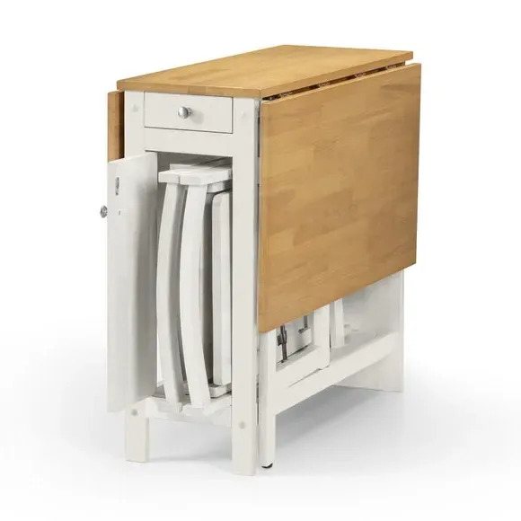 4-Seater Dining Set with Storage - White, Rubberwood