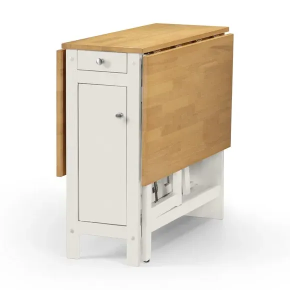 4-Seater Dining Set with Storage - White, Rubberwood