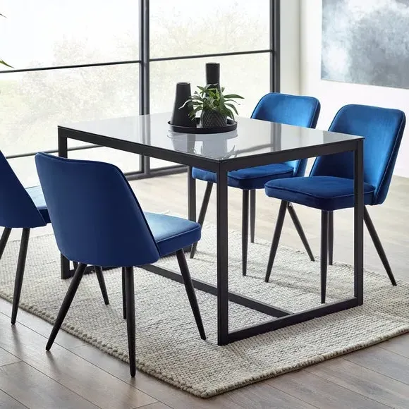 4-Seater Dining Table - Black, Smoked Glass image