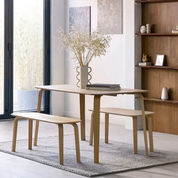 4-Seater Dining Table - Light Wood, Oak Veneer