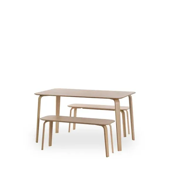 4-Seater Dining Table - Light Wood, Oak Veneer