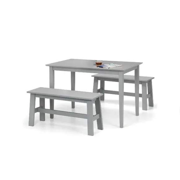 4-Seater Dining Table with 2 Benches - Grey image
