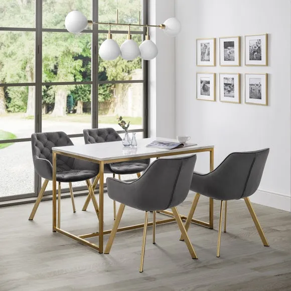 4-Seater Rectangular Dining Table - Gold