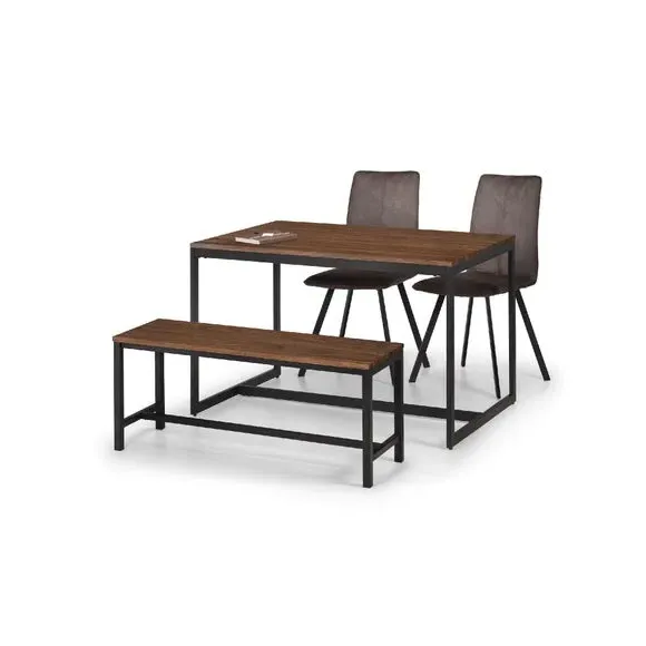 4-Seater Rectangular Dining Table - Walnut, Metal