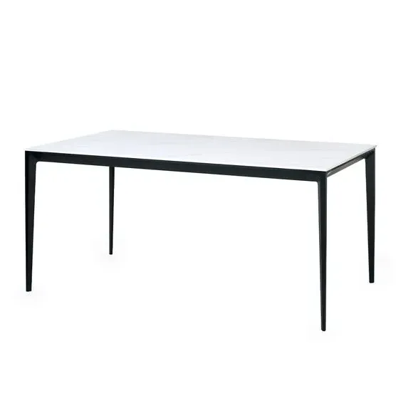 4-Seater Rectangular Dining Table - White, Stone