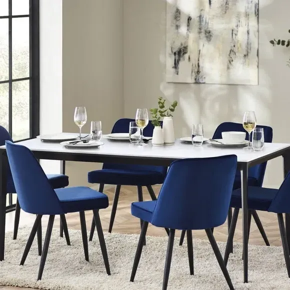 4-Seater Rectangular Dining Table - White, Stone image