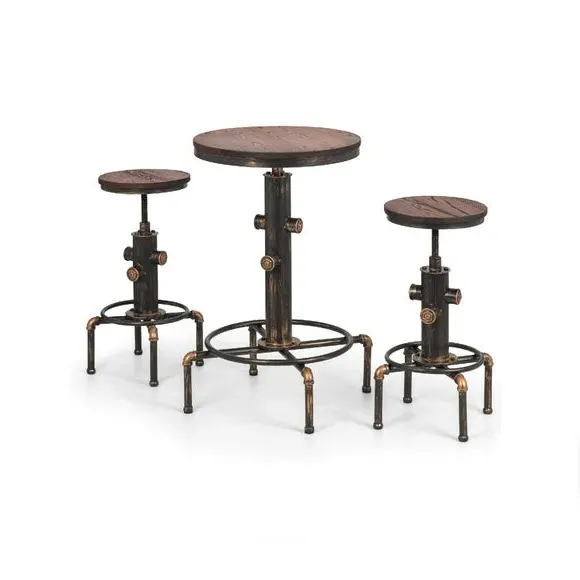 4-Seater Round Bar Table - Copper, Metal