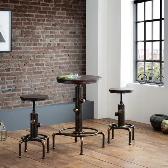 4-Seater Round Bar Table - Copper, Metal image