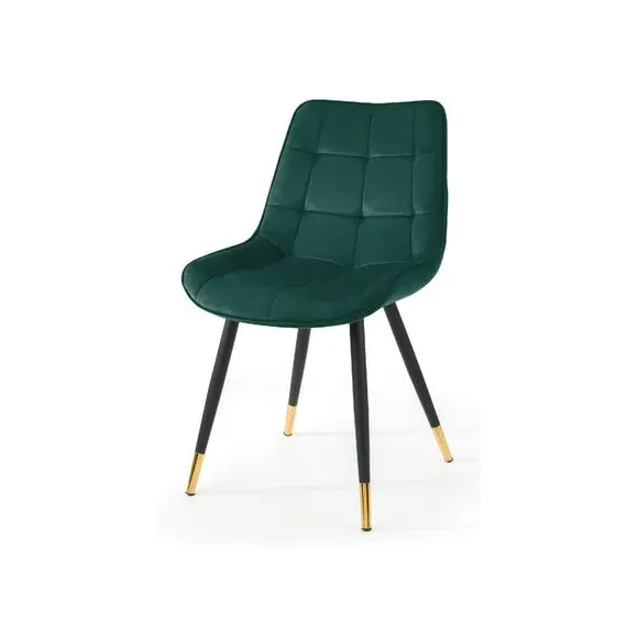 4-Seater Round Dining Set - Green, Velvet