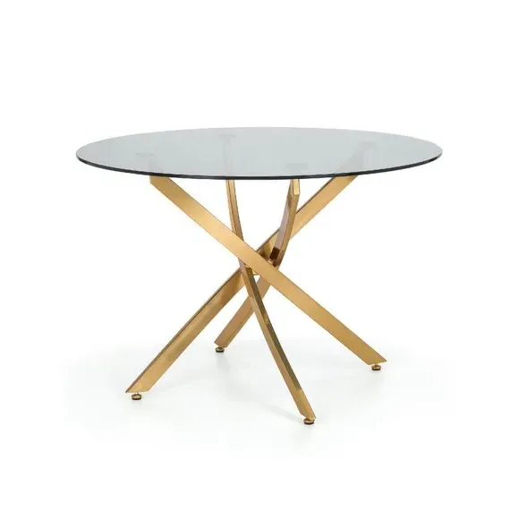 4-Seater Round Dining Set - Grey, Velvet