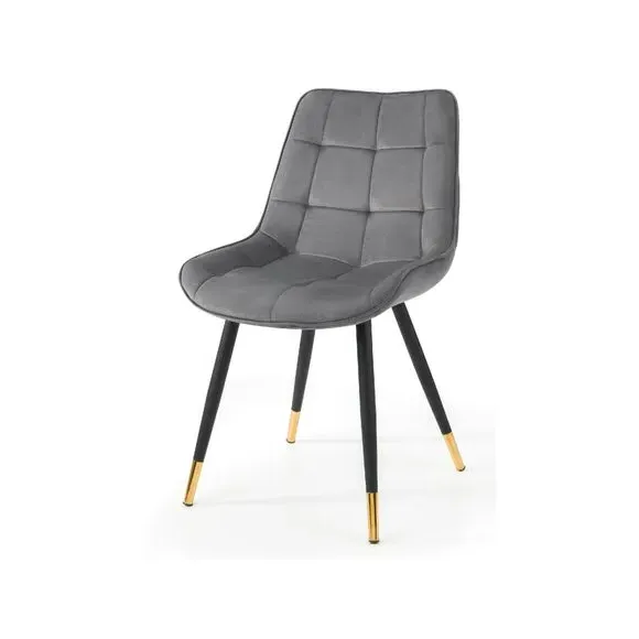 4-Seater Round Dining Set - Grey, Velvet