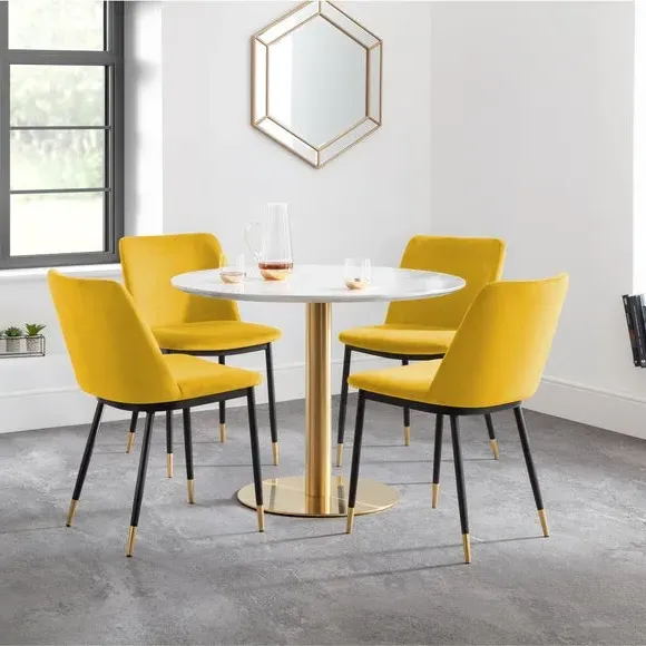 4-Seater Round Dining Set with Chairs - Gold image