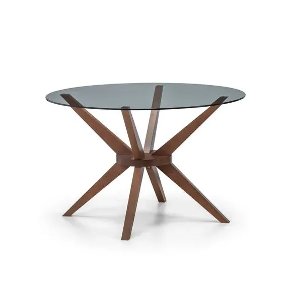 4-Seater Round Dining Set with Chairs - Walnut