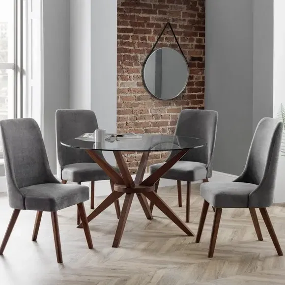 4-Seater Round Dining Set with Chairs - Walnut image