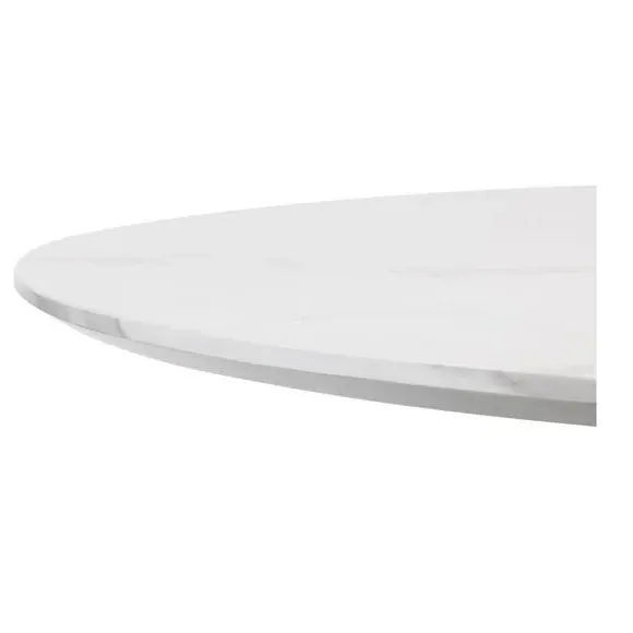 4-Seater Round Dining Table - Black, Marble Effect