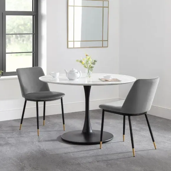 4-Seater Round Dining Table - Black, Marble Effect image