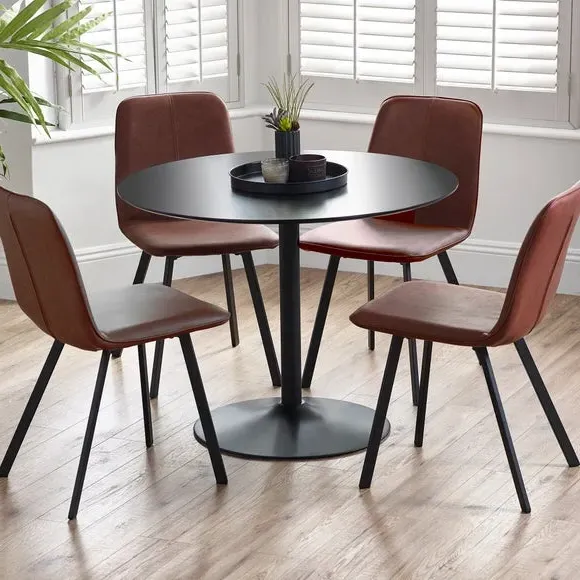 4-Seater Round Dining Table - Black, Metal