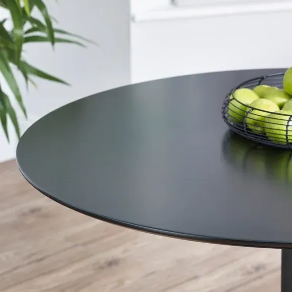 4-Seater Round Dining Table - Black, Metal