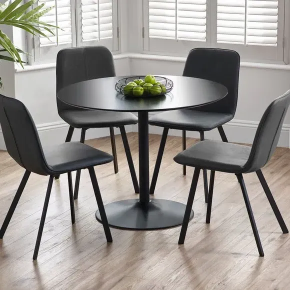 4-Seater Round Dining Table - Black, Metal image