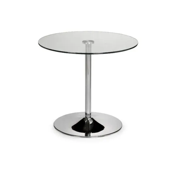 4-Seater Round Dining Table - Chrome, Glass