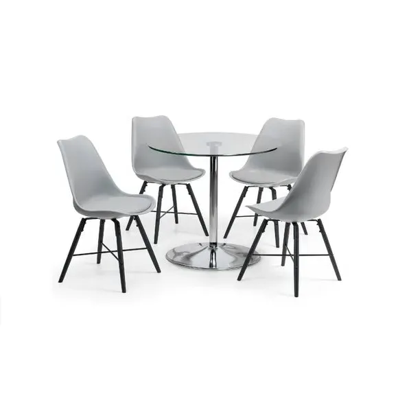 4-Seater Round Dining Table - Chrome, Glass