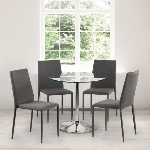4-Seater Round Dining Table - Chrome, Glass image