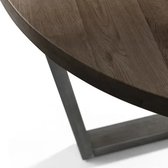 4-Seater Round Dining Table - Dark Oak, Solid Wood