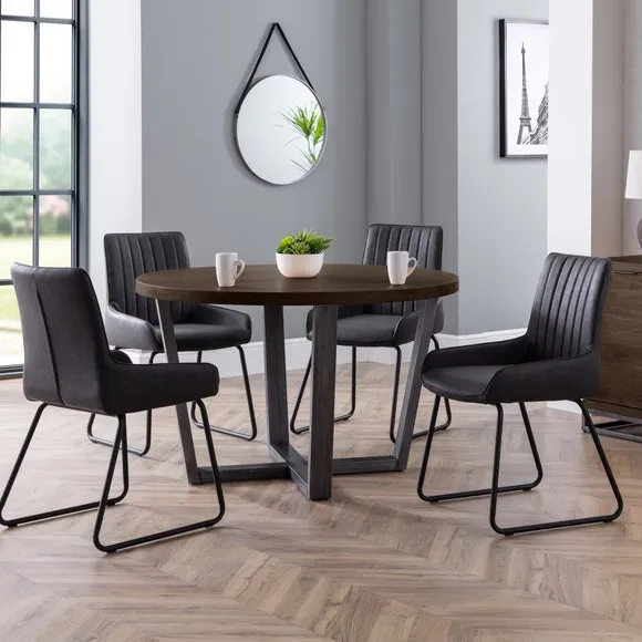 4-Seater Round Dining Table - Dark Oak, Solid Wood image
