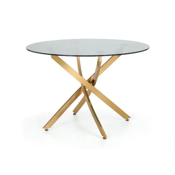 4-Seater Round Dining Table - Gold, Glass